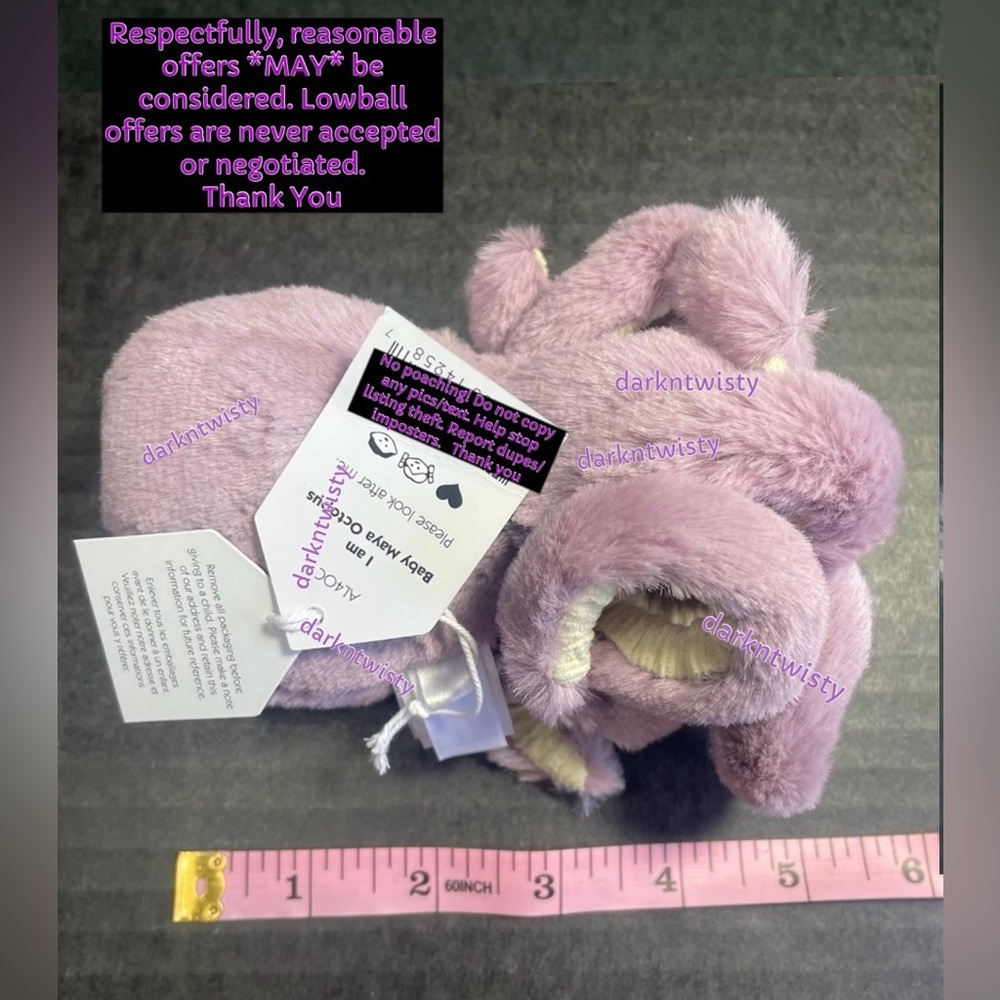 BNWT JELLYCAT BABY/TINY MAYA OCTOPUS 1 OWNER AUTHENTIC SALES RECEIPT - Picture 6 of 12